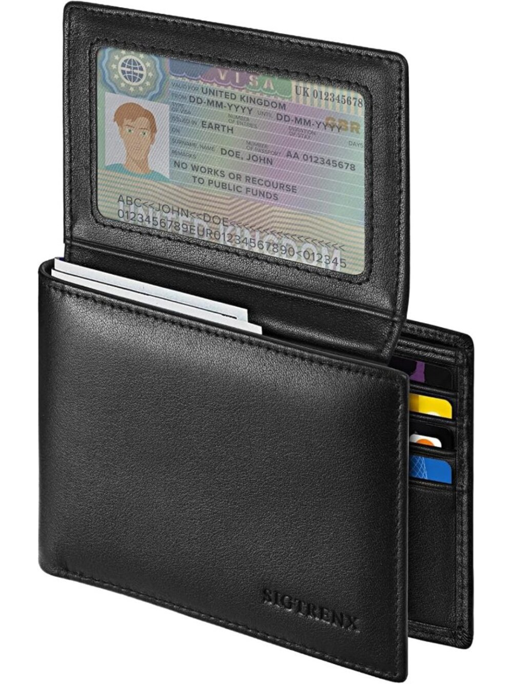 Genuine Leather Bifold Wallet for Men, RFID Blocking, 2 ID Windows, Slim Design